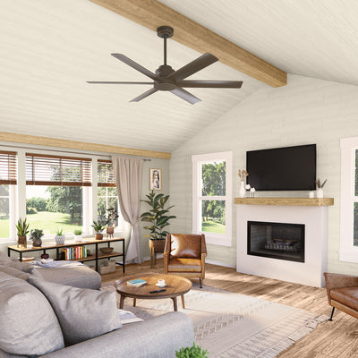 60 inch Kennicott ENERGY STAR® Matte Bronze Damp Rated Ceiling Fan and Handheld Remote