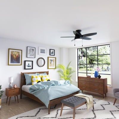 44 inch Lilliana Matte Black Low Profile Ceiling Fan with LED Light Kit and Pull Chain