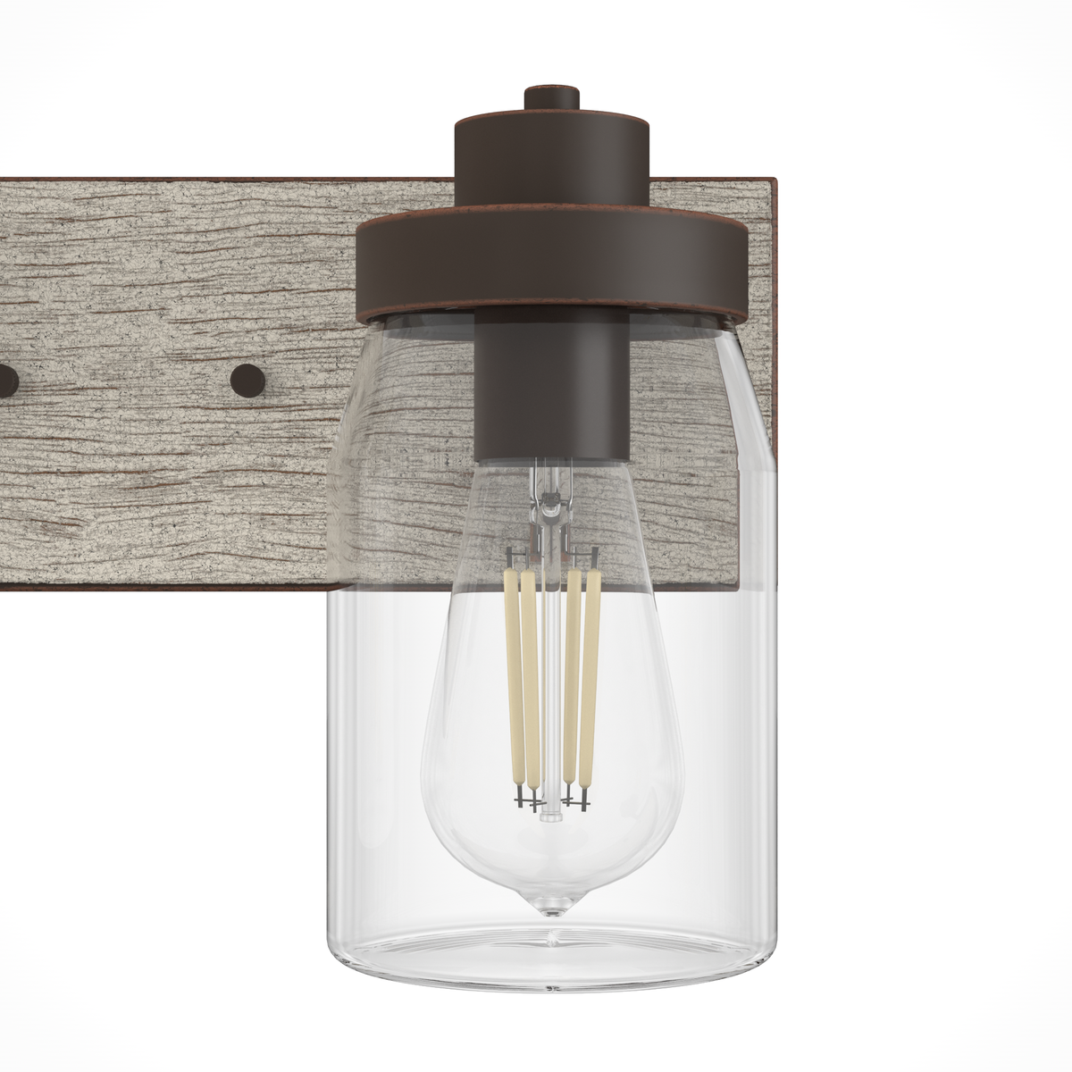 Devon Park 14.75-inch 2-light Onyx Bengal and Barnwood Vanity Light with Clear Glass