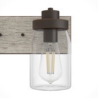 Devon Park 14.75-inch 2-light Onyx Bengal and Barnwood Vanity Light with Clear Glass