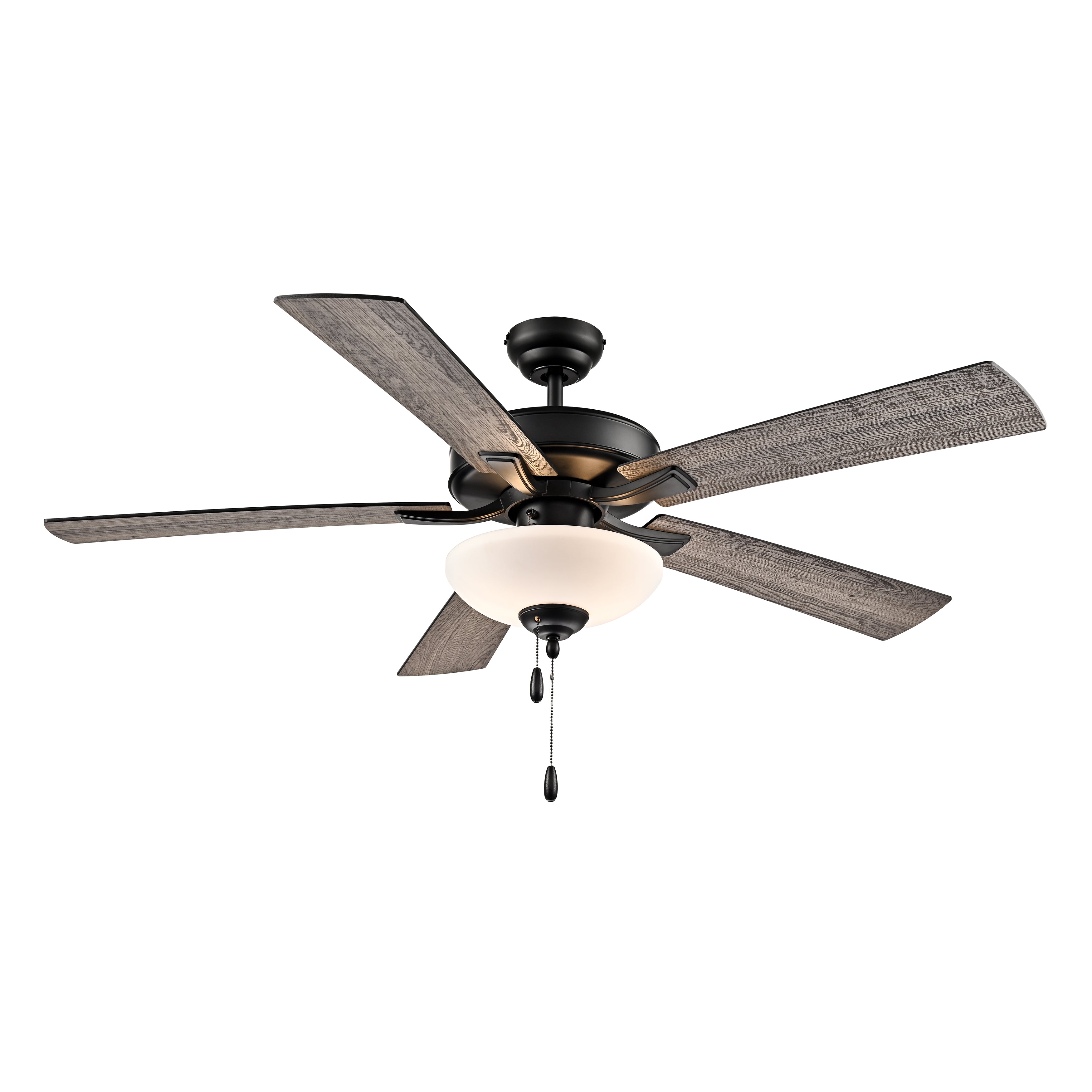 52 Inch Galeson AC Matte Black Indoor Ceiling Fan 5-Blade 2 Lights Reversible