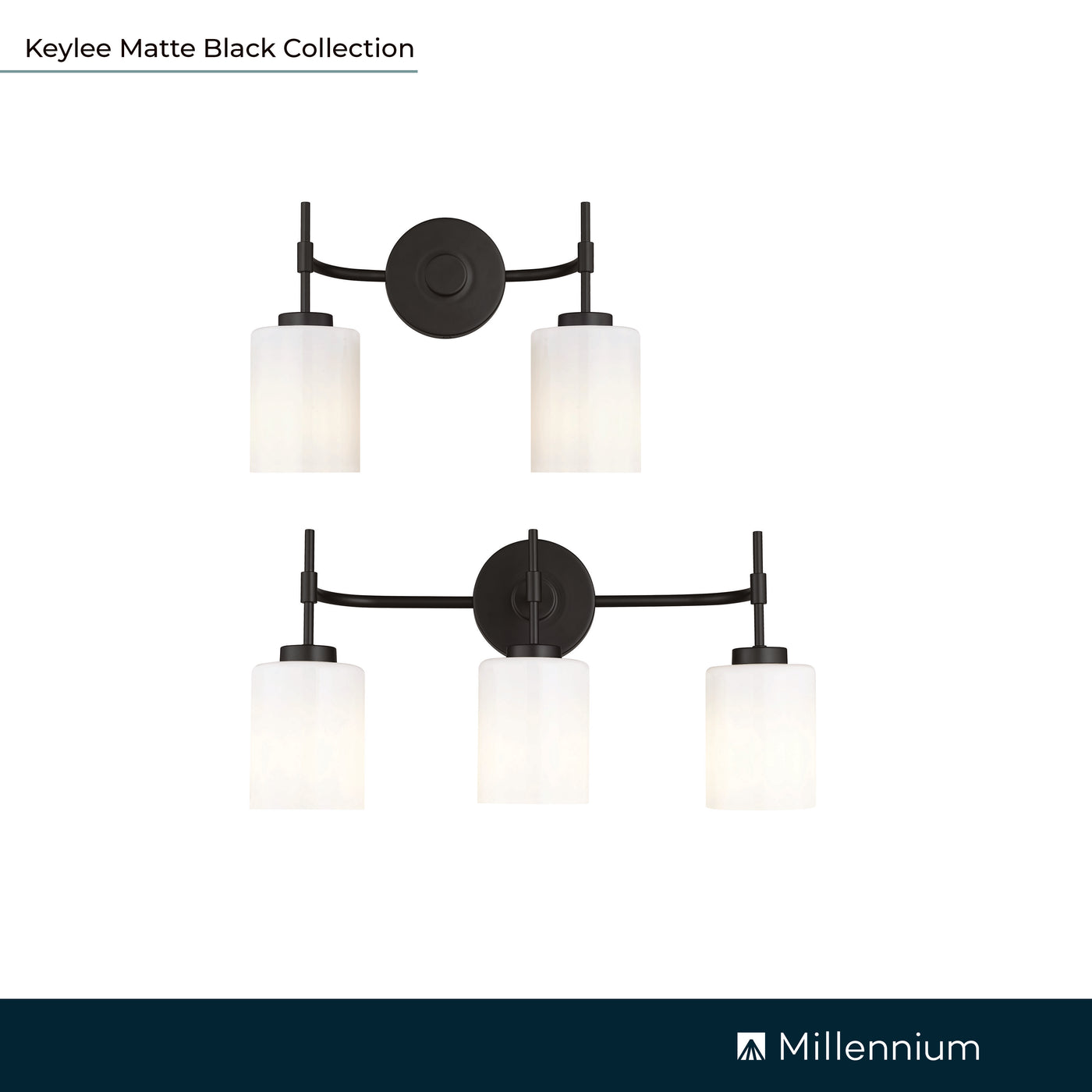 22'' Keylee Matte Black 3 Light Bath Vanity