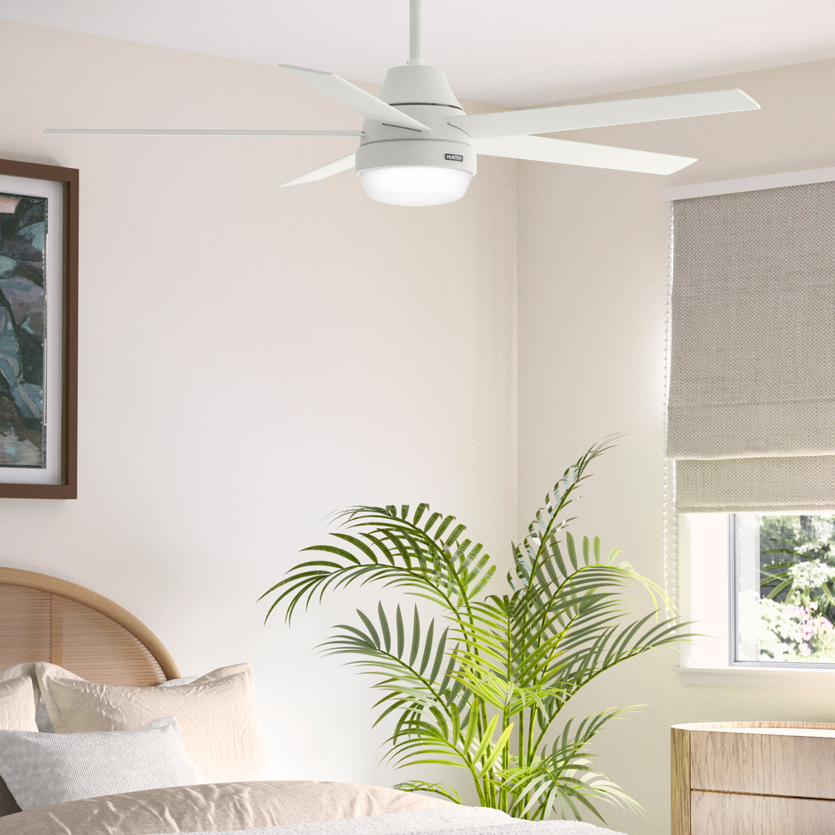 60 inch Aerodyne Wi-Fi ENERGY STAR® Matte White Ceiling Fan with LED Light Kit and Handheld Remote