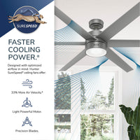 72 inch Solaria ENERGY STAR® Matte Silver Damp Rated Ceiling Fan with LED Light Kit and Wall Control