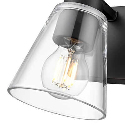 6.75-inch Strayhan Matte Black 1-Light Clear Glass Wall Sconce