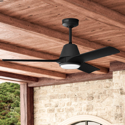 52 inch Aeronaut  Wi-Fi ENERGY STAR® Matte Black Damp Rated Ceiling Fan with LED Light Kit and Handheld Remote