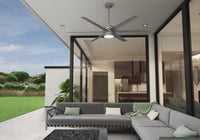 72 inch Solaria ENERGY STAR® Matte Silver Damp Rated Ceiling Fan with LED Light Kit and Wall Control