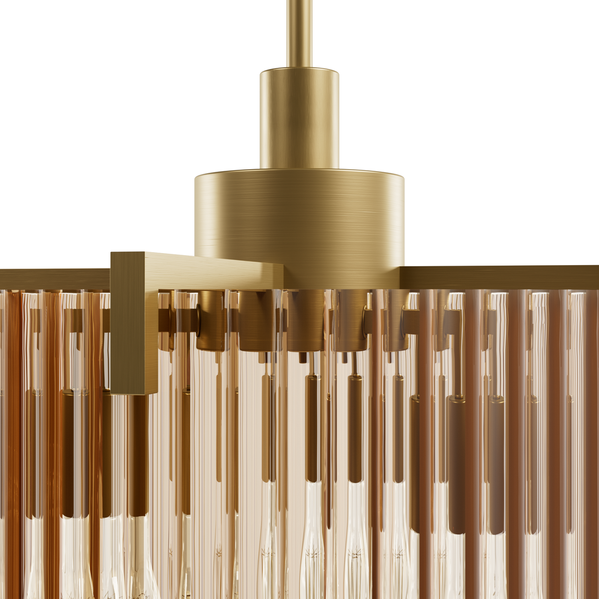 Ontario 17-inch 3-light Luxe Gold Pendant with Amber Glass