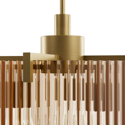 Ontario 17-inch 3-light Luxe Gold Pendant with Amber Glass