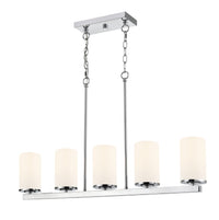 40-inch Verlana Chrome 5-Light Etched White Glass Linear Chandelier