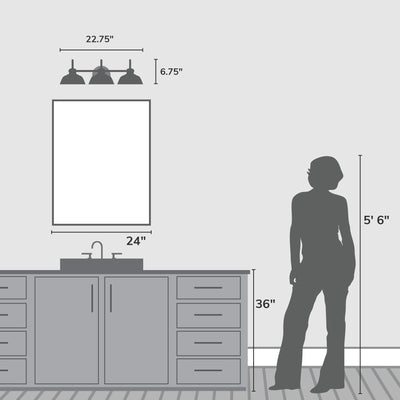 Mill Valley 23-inch 3-light Matte Black Vanity Light with Matte Black Metal Shade