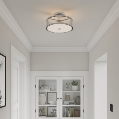 8.75'' Ardezia Polished NickelClear Ribbed 3 Light Semi-Flush Mount