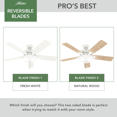 52 inch Pro's Best ENERGY STAR® Fresh White Ceiling Fan with LED Light Kit and Pull Chain