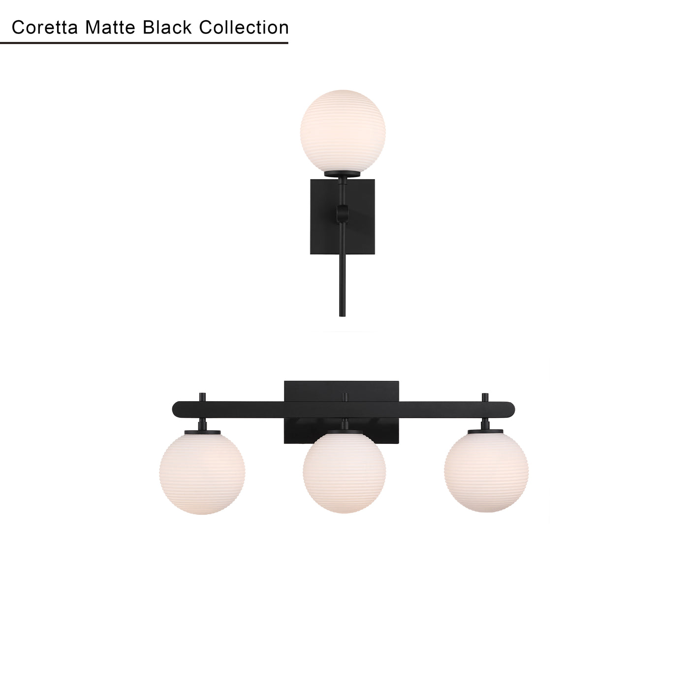 26'' Coretta Matte Black 3 Light Bath Vanity