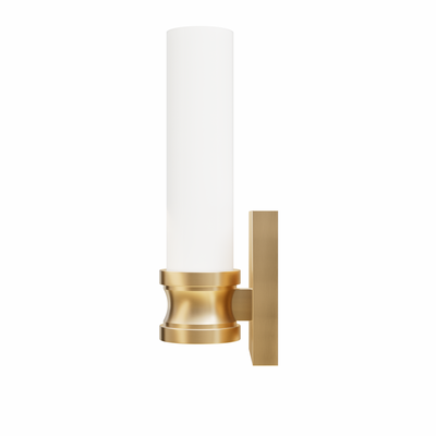 Lenlock 13-inch 1-light Alturas Gold Wall Sconce with Cased White Glass