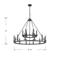 42-inch Florence Matte Black 18-Light Chandelier