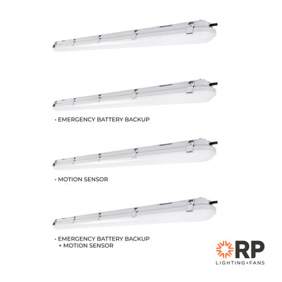 4-foot White Outdoor Linear Flush Mount with 3-CCT Selectable White and Emergency Battery Backup