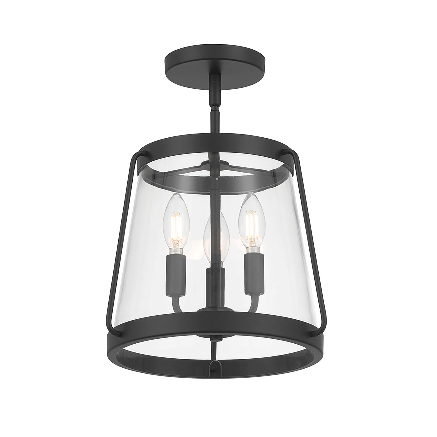 15.25'' Adabella Matte BlackClear 3 Light Semi-Flush Mount