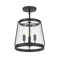 15.25'' Adabella Matte BlackClear 3 Light Semi-Flush Mount