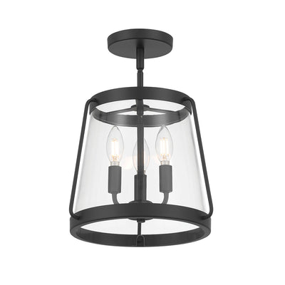 15.25'' Adabella Matte BlackClear 3 Light Semi-Flush Mount