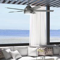 52 inch Skyflow Matte Silver WeatherMax Indoor / Outdoor Ceiling Fan with LED Light Kit and Wall Control