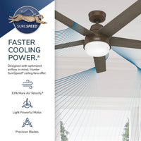 60 inch Aerodyne Wi-Fi ENERGY STAR® Matte Bronze Ceiling Fan with LED Light Kit and Handheld Remote