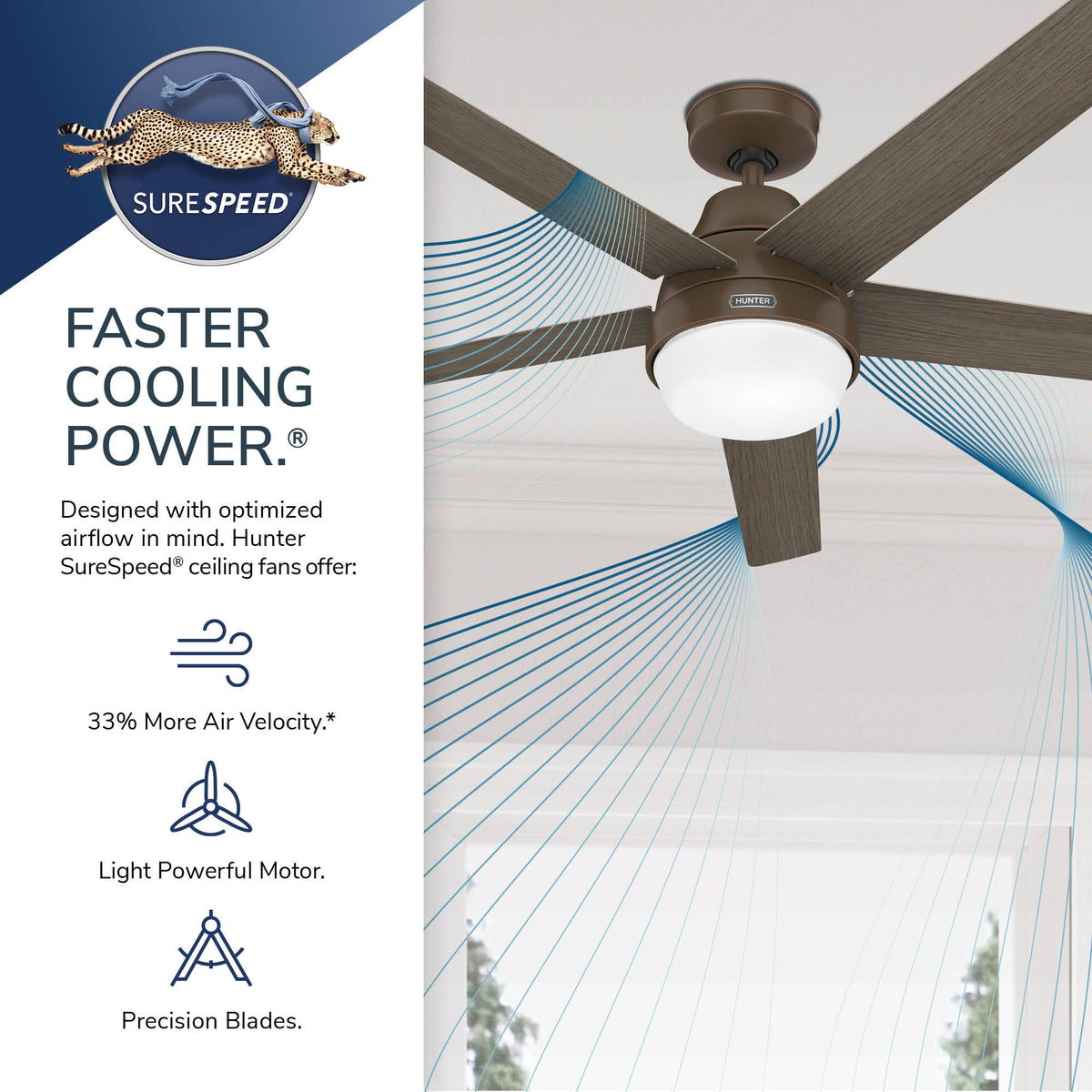 60 inch Aerodyne Wi-Fi ENERGY STAR® Matte Bronze Ceiling Fan with LED Light Kit and Handheld Remote