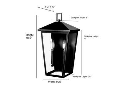 9.25'' Munger Powder Coated Black 2 Light Wall Sconce