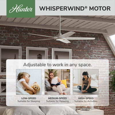 52 inch Zentech Wi-Fi ENERGY STAR® Fresh White Damp Rated Ceiling Fan with LED Light Kit and Handheld Remote
