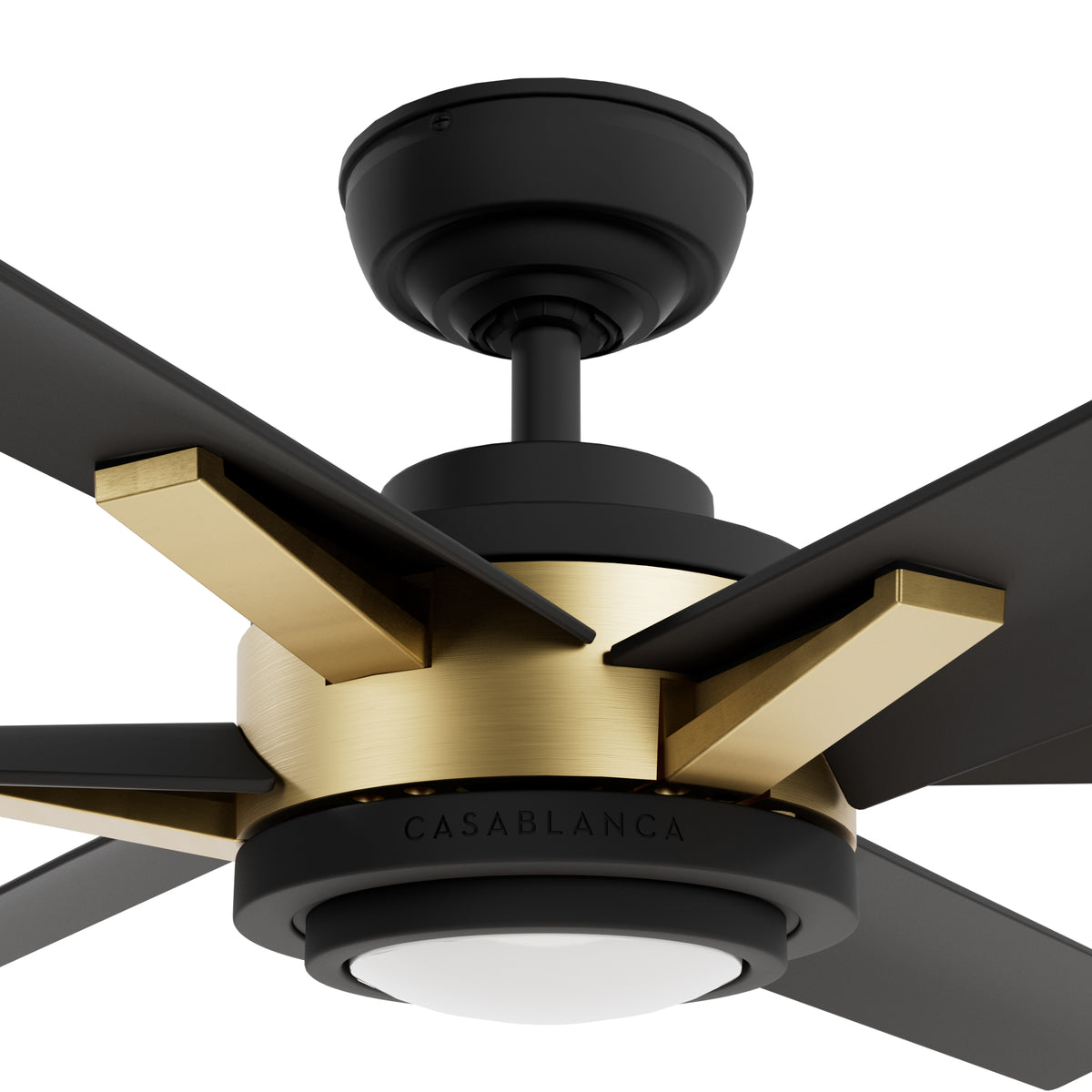 Casablanca 65 inch Melia ENERGY STAR® Alturas Gold Damp Rated Ceiling Fan with LED Light Kit and Wall Control and Handheld Remote