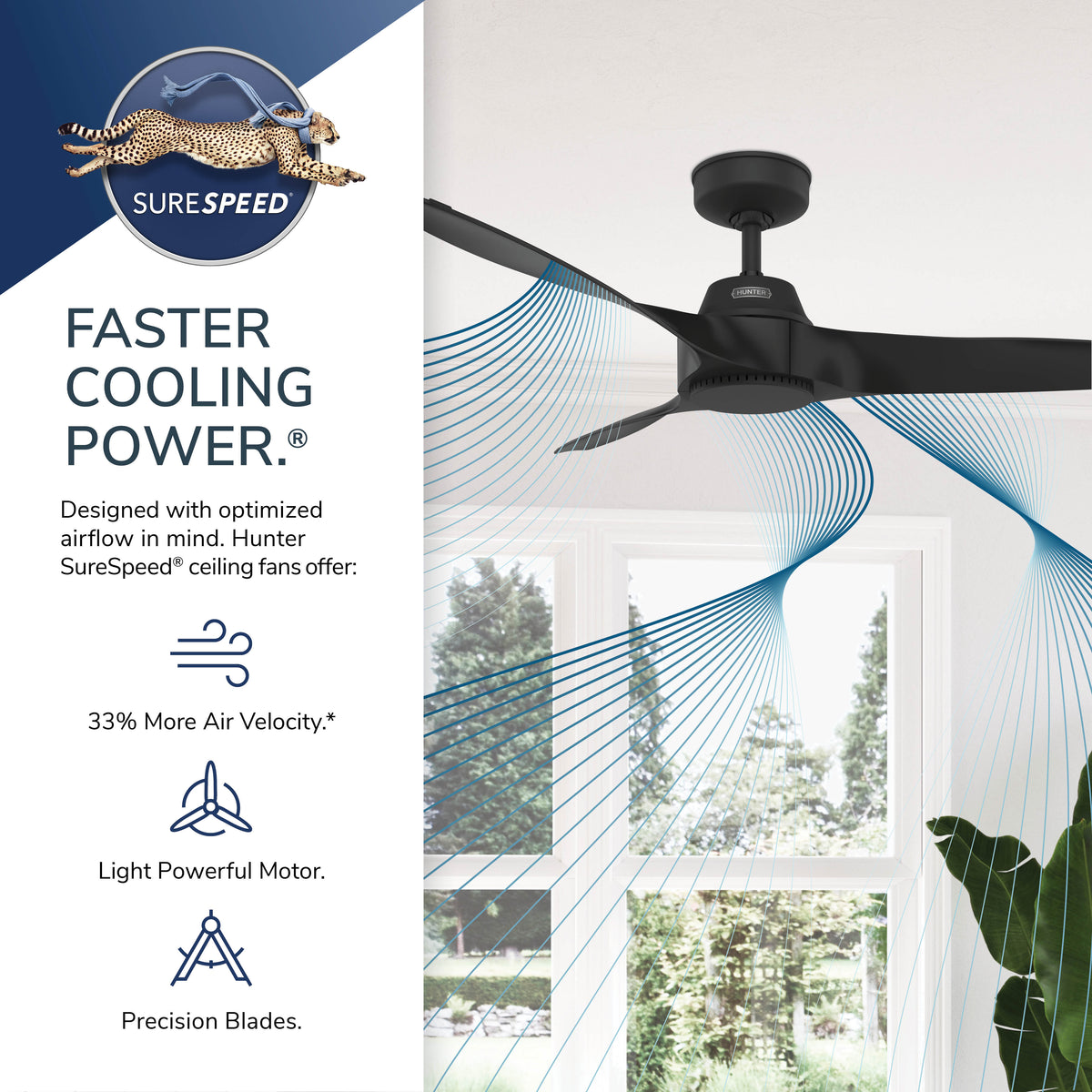 52 inch Mosley Matte Black Damp Rated Ceiling Fan and Wall Control