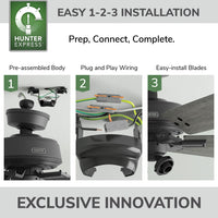 52 inch Fonthill ENERGY STAR® HunterExpress Matte Black Ceiling Fan with LED Light Kit and Handheld Remote