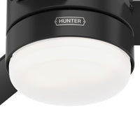 52 inch Gilmour Matte Black Low Profile Damp Rated Ceiling Fan with LED Light Kit and Handheld Remote