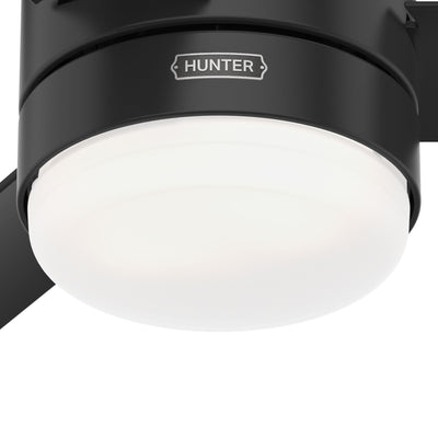 52 inch Gilmour Matte Black Low Profile Damp Rated Ceiling Fan with LED Light Kit and Handheld Remote