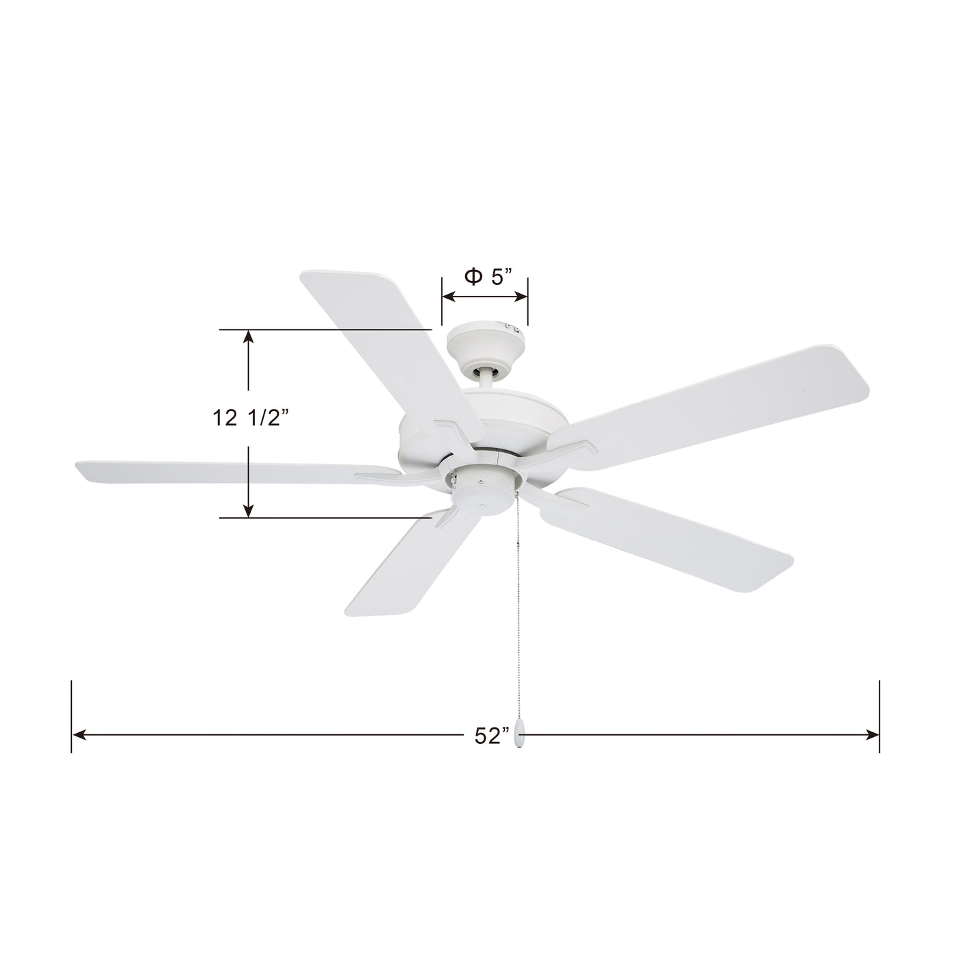 52 Inch Coltstaff AC Alabaster White Indoor Ceiling Fan 5-Blade Reversible