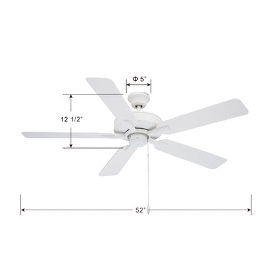 52 Inch Coltstaff AC Alabaster White Indoor Ceiling Fan 5-Blade Reversible
