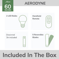 60 inch Aerodyne Wi-Fi ENERGY STAR® Matte White Ceiling Fan with LED Light Kit and Handheld Remote