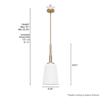 Nolita 9.25-inch 1-light Alturas Gold Pendant with Cased White Glass