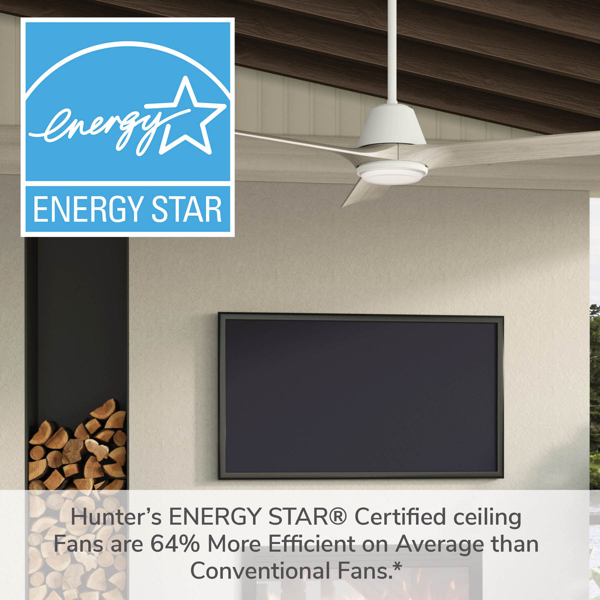 60 inch Aeronaut Wi-Fi ENERGY STAR® Matte White Damp Rated Ceiling Fan with LED Light Kit and Handheld Remote