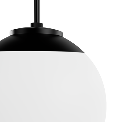 Hepburn 12-inch 1-light Matte Black Globe Pendant with Cased White Glass