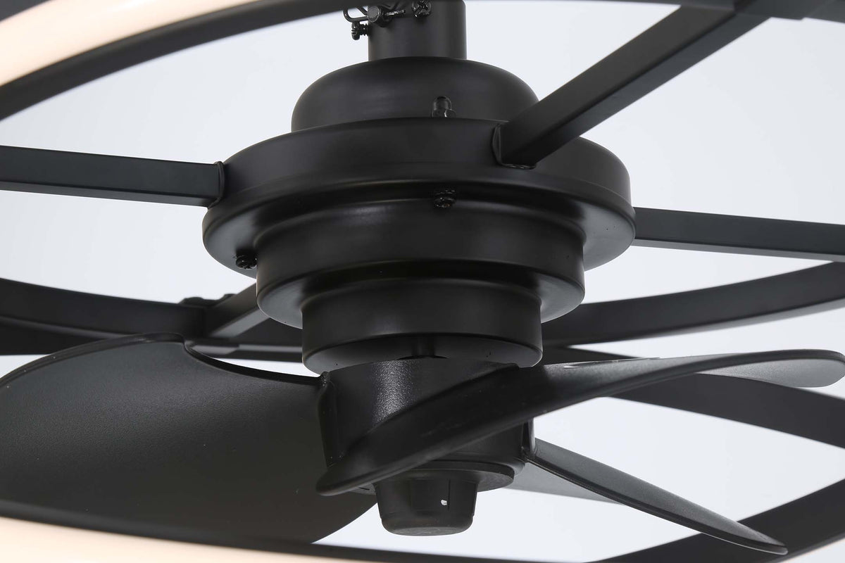 20 inch Cirro Fandelier Matte Black Ceiling Fan with LED Light Kit and Handheld Remote