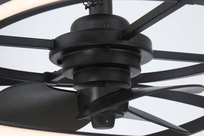 20 inch Cirro Fandelier Matte Black Ceiling Fan with LED Light Kit and Handheld Remote