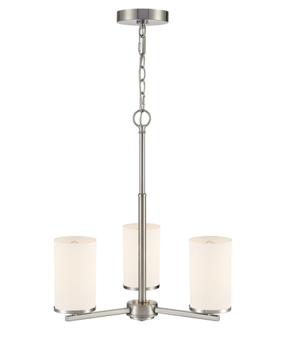 19-inch Verlana Brushed Nickel 3-Light Etched White Glass Chandelier