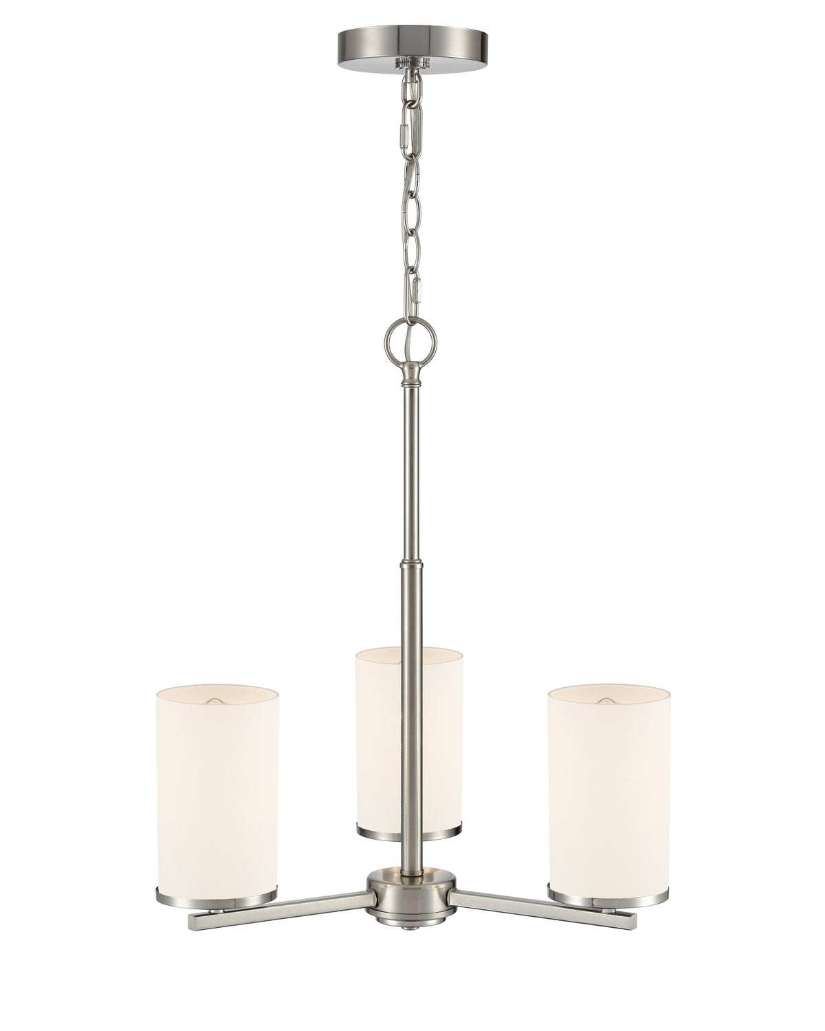 19-inch Verlana Brushed Nickel 3-Light Etched White Glass Chandelier