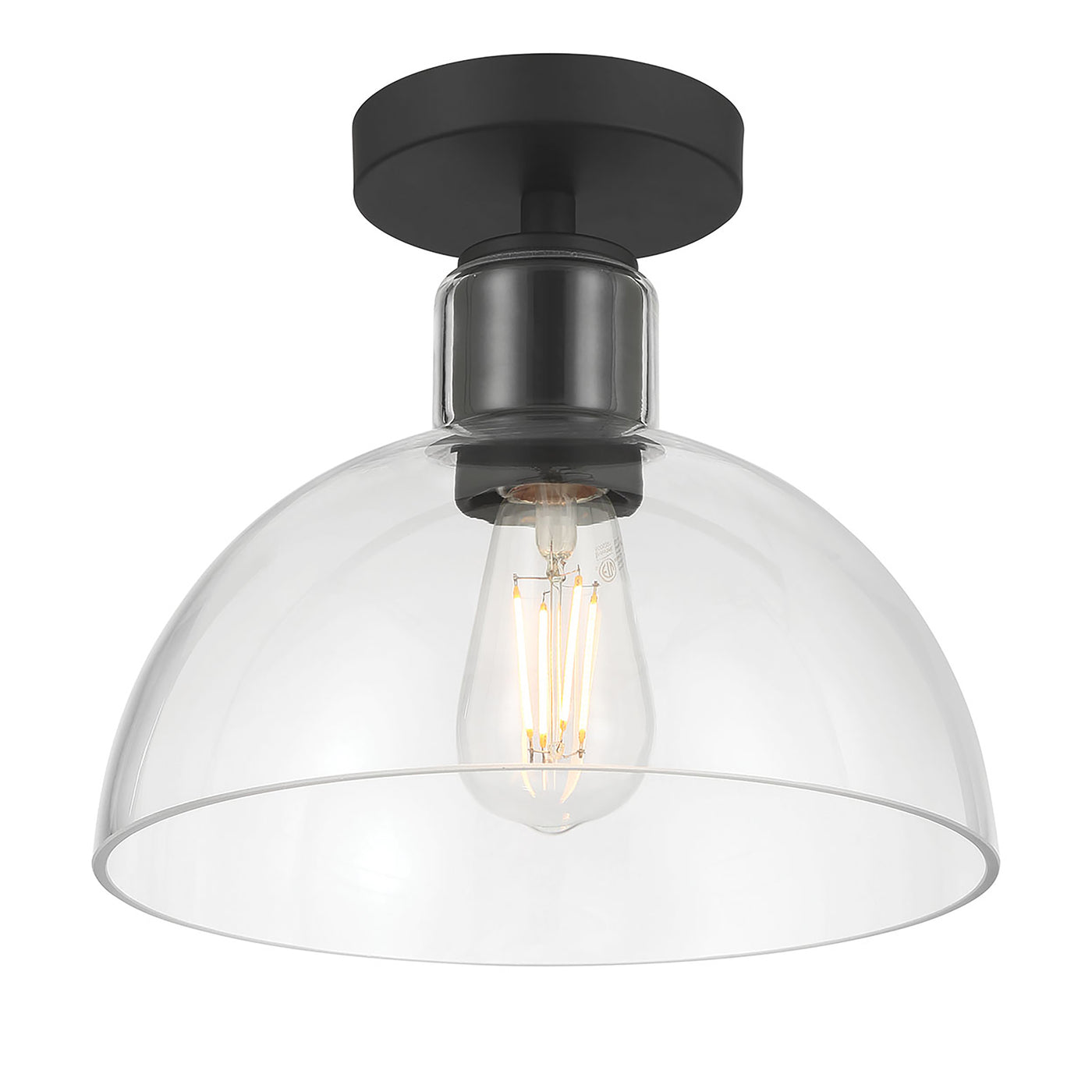 9'' Knightsdale Matte BlackClear 1 Light Semi-Flush Mount