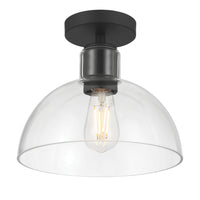 9'' Knightsdale Matte BlackClear 1 Light Semi-Flush Mount