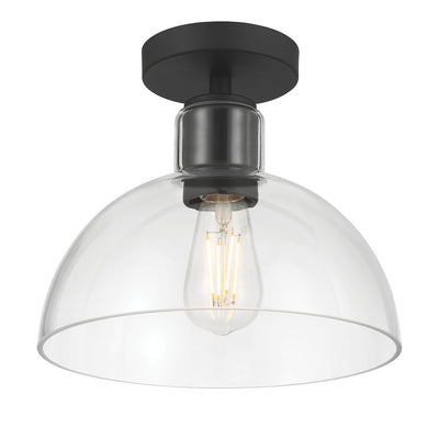 9'' Knightsdale Matte BlackClear 1 Light Semi-Flush Mount