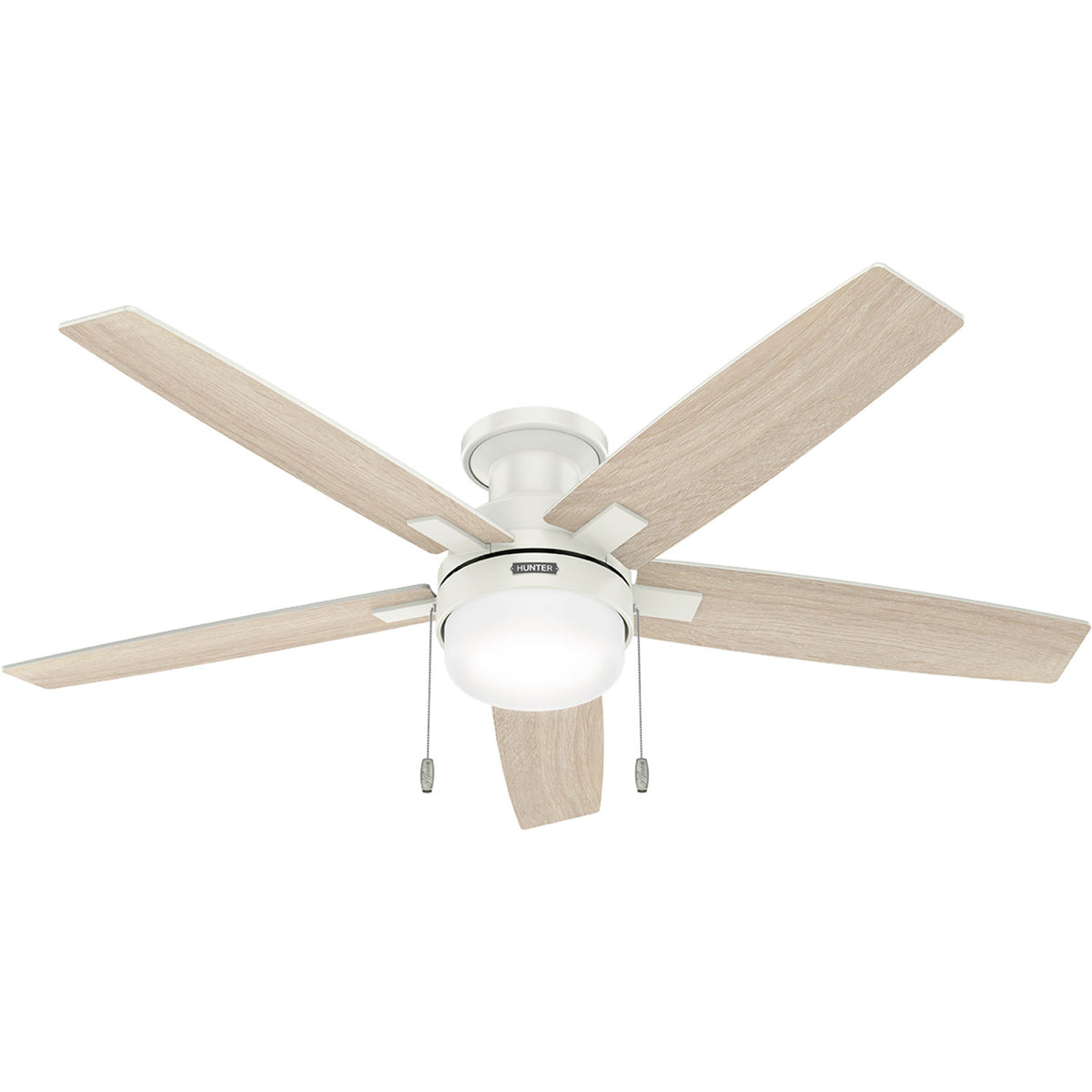 52 inch Anisten Fresh White Low Profile Ceiling Fan with LED Light Kit and Pull Chain