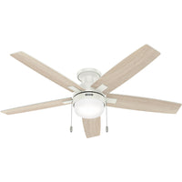 52 inch Anisten Fresh White Low Profile Ceiling Fan with LED Light Kit and Pull Chain