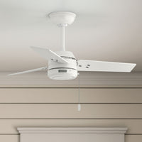 36 inch Cassius Fresh White Damp Rated Ceiling Fan and Pull Chain